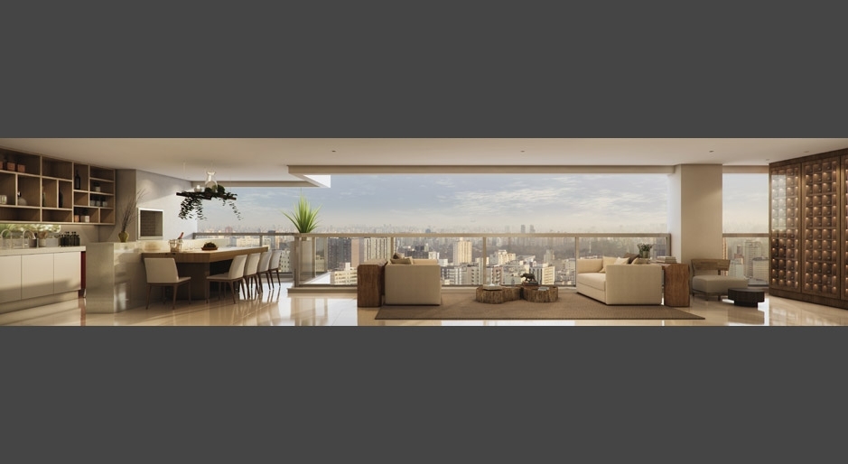 Perspectiva ilustrada do Terraço Gourmet do Apartamento do 250 m²