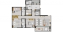 Área do Apartamento 96,7m² - 3 Quartos (Sendo um Suíte Máster) - Com Varanda Gourmet e Lavabo