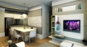 Residencial Cantareira - Perspectiva ilustrada do living do apartamento de 58,25 m²