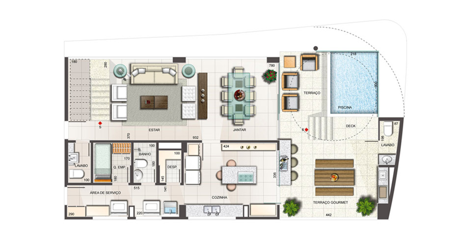 Apartamento Cobertura 3 Q - 191m² Nível 1