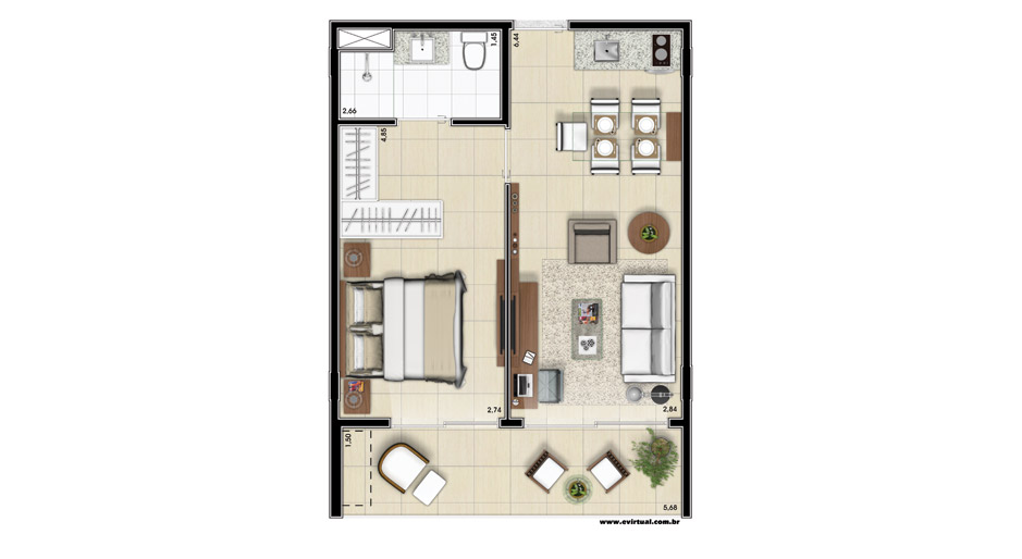 Apartamento de 48,43 m²