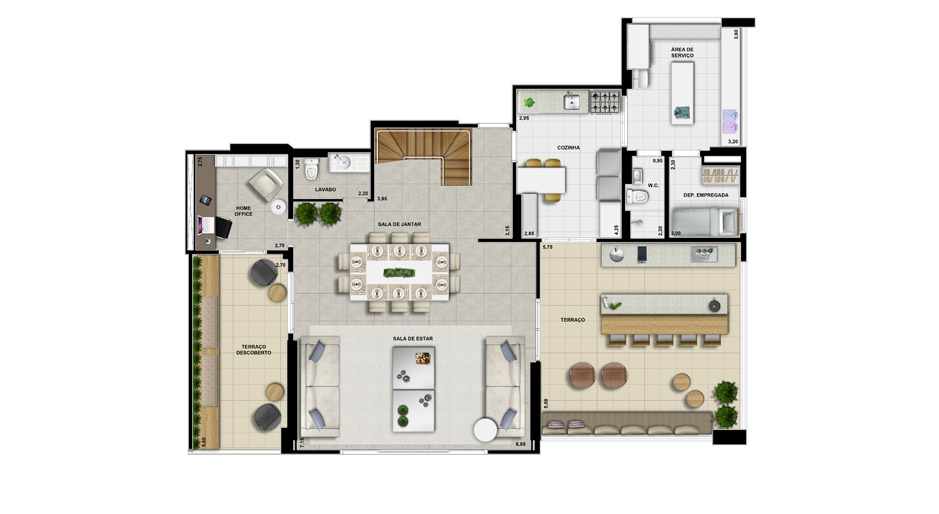 Apartamento tipo Maison 293m² - Piso Inferior