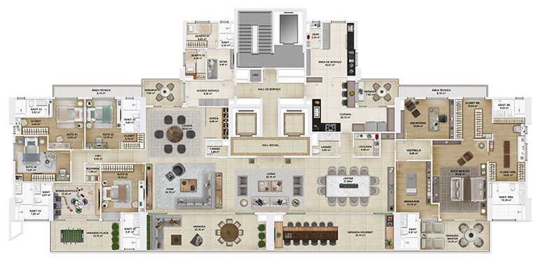 Imagem ilustrativa - Apartamento de 285,38 m² - Torre Auvérnia - Linear 