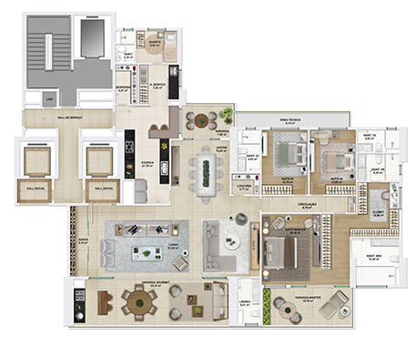 Imagem ilustrativa - Apartamento de 285,38 m² - Torre Auvérnia por Foguel Reis e Sá