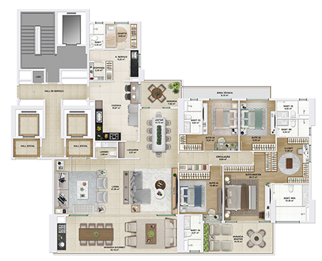 Imagem ilustrativa - Apartamento de 285,38 m² - Torre Auvérnia por Sidney Quintela (cozinha tradicional)