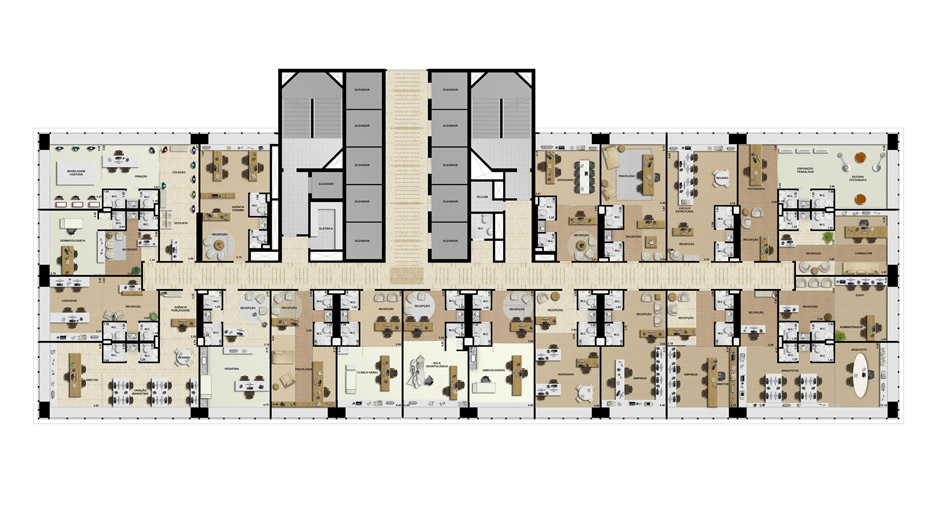 Pavimento tipo 20 unidades - 951 m²