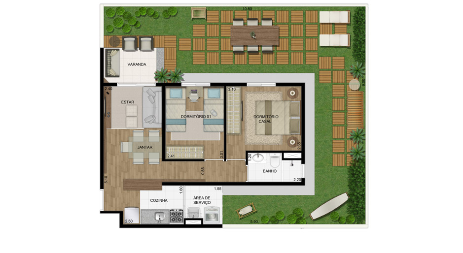 Residencial Cantareira - Apartamento Garden 100,23 m² - 2 Dormitórios